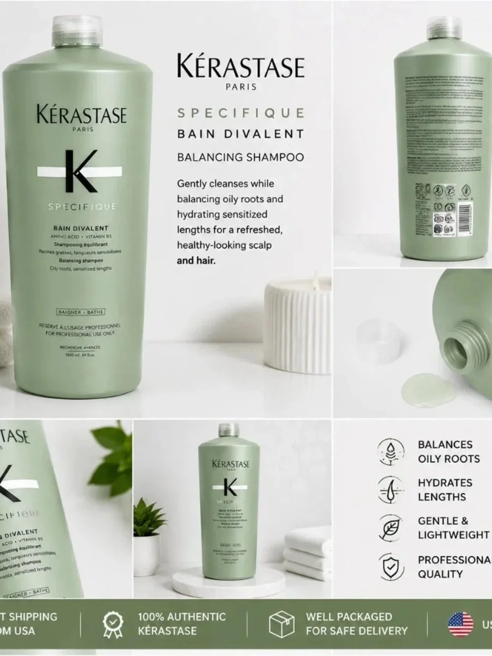 Kerastase Bain Divalent Shampoo 1000mL / 33.8oz Salon Size Balancing NEW